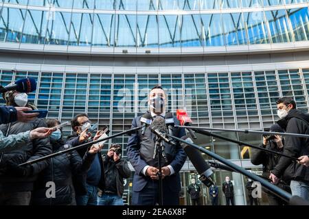 Milan, Italie. 08 février 2021. Milan, Conférence de presse de Matteo Salvini sous la région Lombardie usage éditorial seulement crédit: Agence de photo indépendante/Alamy Live News Banque D'Images