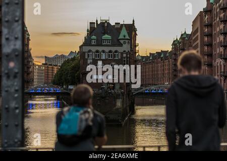 Hambourg, Allemagne - septembre 03 2017 : projet d'art du port bleu de Michael Batz dans la Speicherstadt à Wasserschloss Banque D'Images