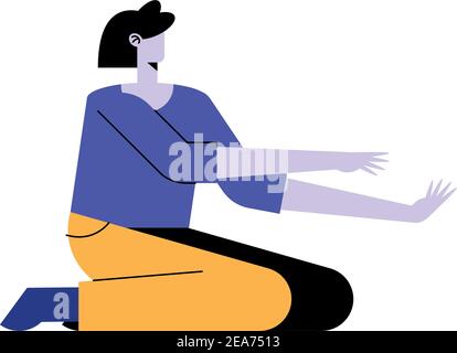 jeune femme assise dans un motif vectoriel de personnage de plancher Illustration de Vecteur