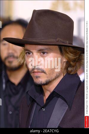 © Hahn-Khayat/ABACA. 55212-93. Los Angeles-CA-USA, 25 janvier 2004. Johnny Depp arrive au Golden Globe Awards 2004 au Beverly Hills Hilton. Banque D'Images