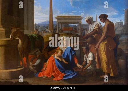 La Sainte famille en Égypte, Nicolas Poussin, 1657, Musée de l'Ermitage, Saint-Pétersbourg, Russie Banque D'Images