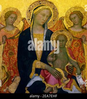 Vierge à l'enfant avec deux anges, mi 1380's, Paolo di Giovanni Fei, Musée d'état de l'Ermitage, Saint-Pétersbourg, Russie Banque D'Images