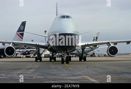 British Airways City of Glasgow Jumbo jet arrivée à l'aéroport de Heathrow, années 1980 Banque D'Images