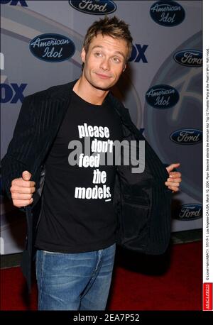 © Lionel Hahn/ABACA. 57048-1. Los Angeles-CA-USA, 10 mars 2004. Ryan Seacrest assiste au Parti des 12 finalistes de l'Idol américain au Pearl à West Hollywood. Banque D'Images