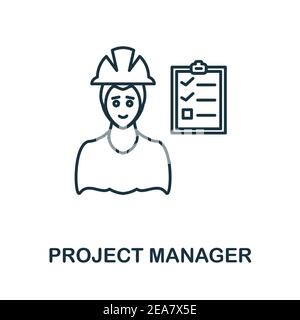 Gestionnaire de projet. Un élément simple de la collecte de renseignements commerciaux. Icône Creative Project Manager pour la conception Web, les modèles, les infographies et Illustration de Vecteur