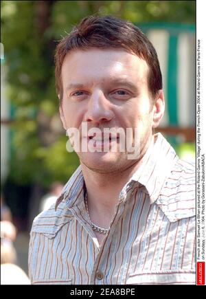 L'acteur français Samuel le Bihan photographié au Roland Garros 'Village' lors de l'Open de France 2004 à Roland Garros à Paris-France sur Sundayy, le 6 juin 2004. Photo de Gorassini-Zabulon/ABACA. Banque D'Images