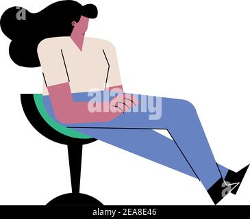 jeune femme assise dans la chaise personnage dessin vectoriel Illustration de Vecteur