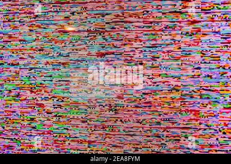 Signal TV faible - photo prise à partir de l'écran couleur du téléviseur (format d'image 3:2) Banque D'Images