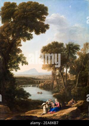 Repos sur le vol en Égypte, peinture de Claude Lorrain, 1640-1645 Banque D'Images