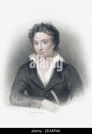 Percy Byshe Shelley, 1792 – 1822. Poète anglais, dramaturge, essayiste, romancier. Après une gravure par W. Finden. Banque D'Images