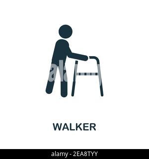 Icône Walker. Élément simple de la collection de services médicaux. Icône Walker monochrome remplie pour les modèles, les infographies et les bannières Illustration de Vecteur
