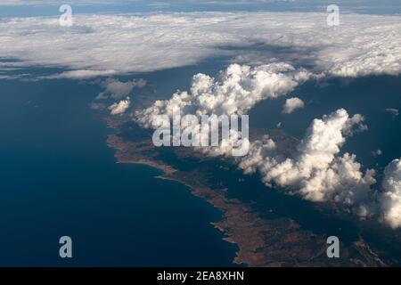 Vue de dessus de la péninsule de Karpas de l'île de Chypre Banque D'Images