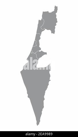 La carte isolée d'Israël est divisée en districts Illustration de Vecteur