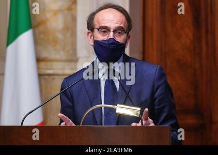 Rome, Italie. 08 février 2021. Crise gouvernementale deuxième série de consultations de Draghi pour la formation du nouveau gouvernement dans la photo Riccardo Nencini usage éditorial seulement crédit: Agence de photo indépendante / Alamy Live News Banque D'Images