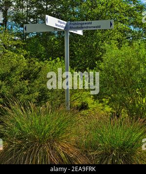 Europe, Allemagne, Hesse, Marburg, jardin botanique de l'Université Philipps sur les montagnes de Lahn, panneau Banque D'Images