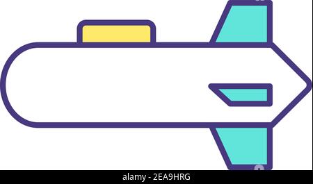 Icône de couleur RVB torpille Illustration de Vecteur