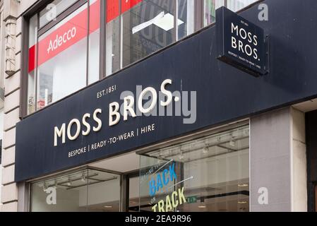 Logo Boutique enseigne avant de marque détaillant vêtements pour hommes mode mousse Bros, 299 Oxford Street, Mayfair, Londres W1C 2DZ Banque D'Images