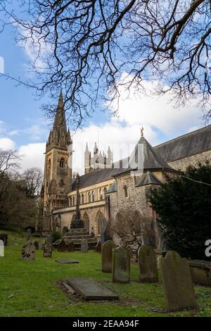 Llandaff, Cardiff, pays de Galles - 8 février 2021 : vue générale de la cathédrale de Llandaff Banque D'Images