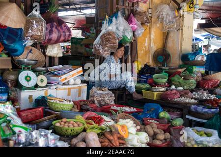 Marché des légumes, vitrine, Hoi an, Vietnam Banque D'Images