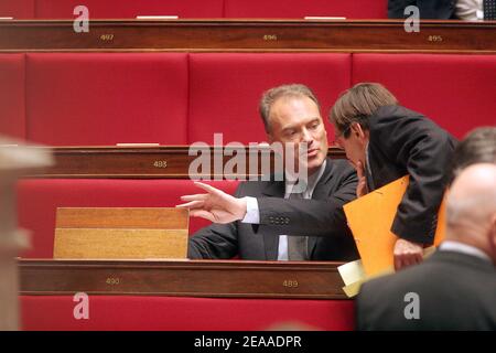 Ministre français des petites et moyennes entreprises, du commerce, de la petite industrie et des professions, Renaud Dutreil, lors de l'Assemblée nationale à Paris, le 29 novembre 2005. Photo de Mousse/ABACAPRESS.COM Banque D'Images