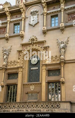 18e C Academia de Ciencies I Arts, la Rambla, Barcelone, Espagne Banque D'Images