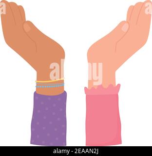 Les vies noires, les mains noires et blanches ensemble égalité illustration du vecteur de diversité Illustration de Vecteur