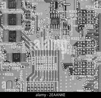 Gros plan d'une carte de circuit imprimé Banque D'Images