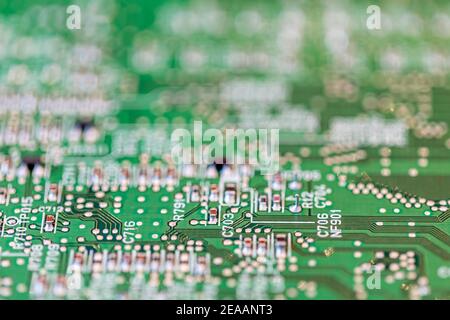 Gros plan d'une carte de circuit imprimé Banque D'Images