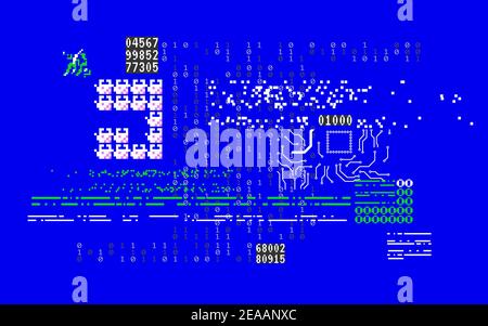Formes abstraites de Glitch. Erreur système avec des nombres aléatoires. Écran de l'ordinateur avec code cassé. Concept de cybersécurité. Effet d'attaque de hacker. Vecteur Illustration de Vecteur
