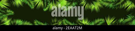 Un long cadre horizontal de feuilles de paume. Bonjour été. Illustration vectorielle Illustration de Vecteur