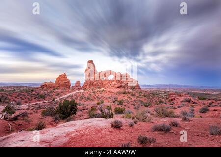 Tourelle Arch dans le parc national d'Arches, Utah Banque D'Images