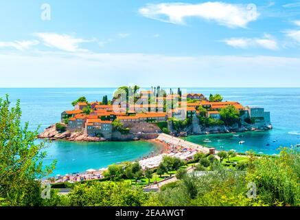 Plage Près de l'île de Sveti Stefan Banque D'Images