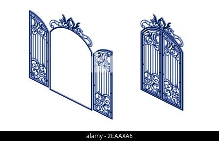 Icône portes métalliques. Icône de vecteur Isométrique des portes métalliques pour la conception de sites Web isolée sur fond blanc Illustration de Vecteur