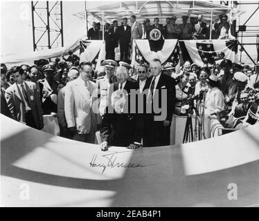 Pose de quille Nautilus (SSN-571). Banque D'Images