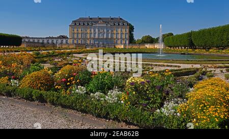 Château d'Augustusburg, Parc du Château, Fontaine, Brühl, Rhénanie-du-Nord-Westphalie, Allemagne Banque D'Images