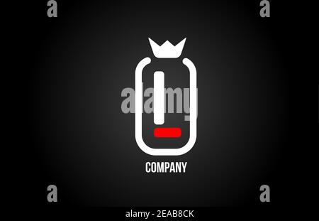 Lettre L pour l'entreprise et l'entreprise en noir rouge et blanc. Design emblématique et créatif avec couronne de roi. Peut être utilisé pour un logotype ou br Illustration de Vecteur