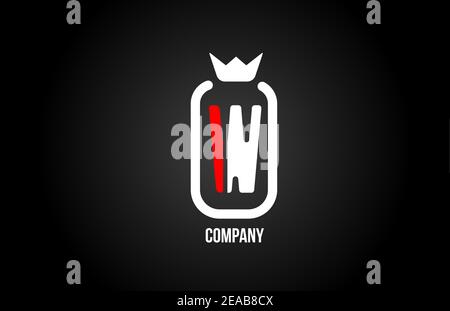 Lettre W pour l'entreprise et l'entreprise en noir rouge et blanc. Design emblématique et créatif avec couronne de roi. Peut être utilisé pour un logotype ou br Illustration de Vecteur