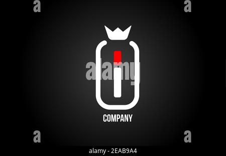 I lettre logo pour entreprise et entreprise en noir rouge et blanc. Design emblématique et créatif avec couronne de roi. Peut être utilisé pour un logotype ou br Illustration de Vecteur