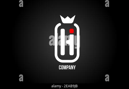 Lettre H logo de l'entreprise et de l'entreprise en noir rouge et blanc. Design emblématique et créatif avec couronne de roi. Peut être utilisé pour un logotype ou br Illustration de Vecteur