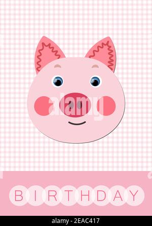 Joyeux Anniversaire Carte Avec Cochon Mignon Image Vectorielle Stock Alamy