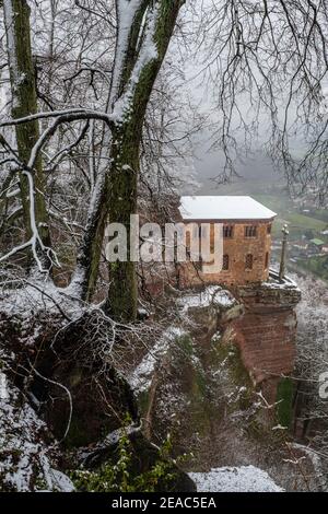 Hiverner à la Klause avec la chapelle funéraire de Johann von Luxembourg à Kastel-Staadt, vallée de Saar, Rhénanie-Palatinat, Allemagne Banque D'Images