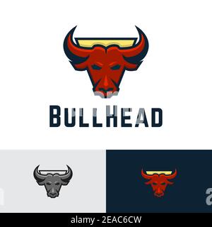 Modèle de logo Bull Head Buffalo Shield Emblem Illustration de Vecteur