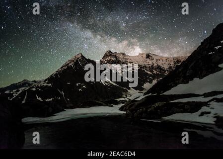 Milky Way mi High Mountains, Steingletscher, Suisse Banque D'Images