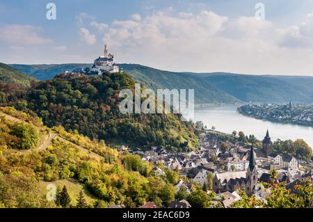 Allemagne, Marksburg, Braubach, cône d'ardoise, âges moyens, château à péage, convention de la Haye, château de colline, Banque D'Images