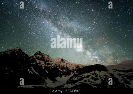 Milky Way mi High Mountains, Steingletscher, Suisse Banque D'Images