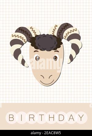 Joyeux Anniversaire Carte Avec Mouton Mignon Image Vectorielle Stock Alamy