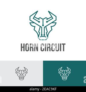 Logo Bull Horn circuit Electronic Online Technology Illustration de Vecteur