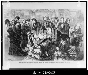 New York City - salon de l'après-midi à la Gouvillel's Art Gallery, Fifth Avenue - dessiné par J.N. Hyde. Banque D'Images