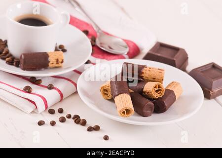 Rouleaux de cachets au chocolat. Banque D'Images