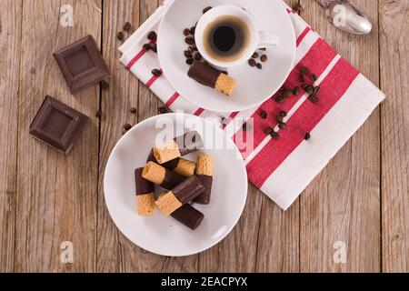 Rouleaux de cachets au chocolat. Banque D'Images